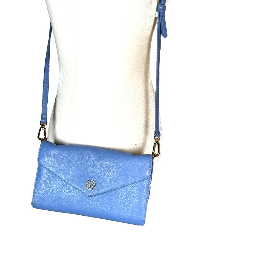 Tory Burch Sky Blue Leather Robinson Envelope Crossbody Bag - Picture 4 of 14